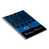Blue and Black Damask Wedding Planner Notebook (Right Side)