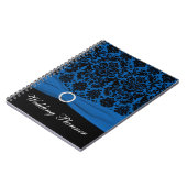 Blue and Black Damask Wedding Planner Notebook (Left Side)