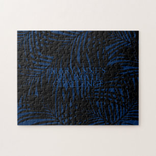 Blue and Black Dark Tropical HARD Personalized Jigsaw Puzzle