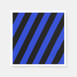 blue and black diagonal stripes napkins