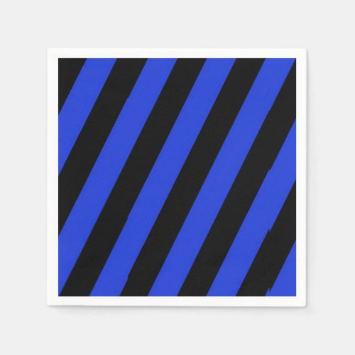 blue and black diagonal stripes napkins