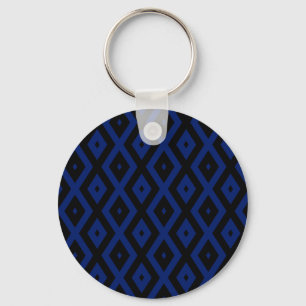 Blue and black diamond pattern keychain