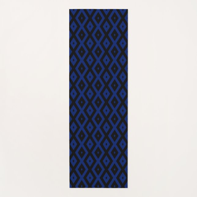 Blue and black diamond pattern yoga mat (Front)