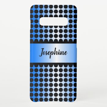 Blue And Black Dots And Band Samsung Galaxy S10  Case by JLBIMAGES at Zazzle