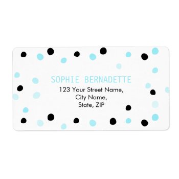 Blue And Black Dots Label by byDania at Zazzle
