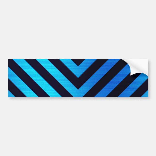 Blue and Black Downward Hazard Stripes Bumper Sticker (Front)