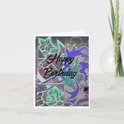 Blue and Black Dragon Birthday Card