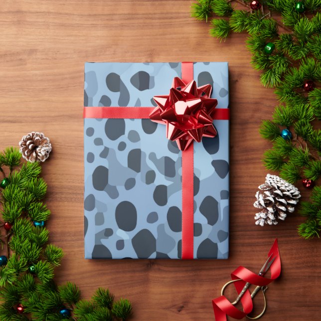 Blue and Black Fish Print  Wrapping Paper (Holiday Gift)