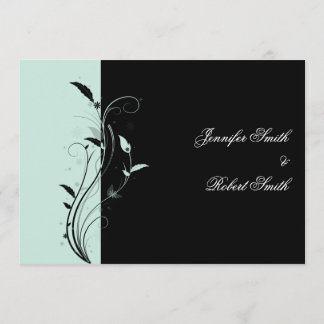 Blue and Black Floral Filigree Wedding Invitation