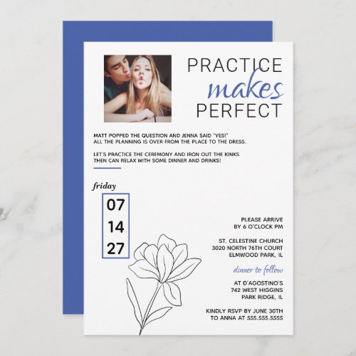 Blue and Black Floral Invitation