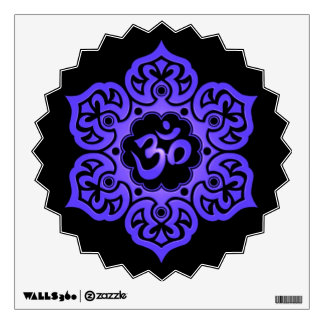 Blue and Black Floral Om Wall Decal