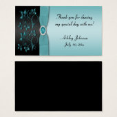 Blue and Black Floral Party Favor Tag (Front & Back)