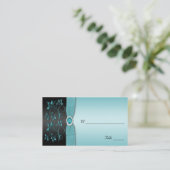 Blue and Black Floral Placecard (Standing Front)