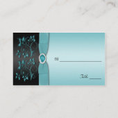 Blue and Black Floral Placecard (Back)