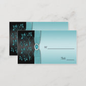 Blue and Black Floral Placecard (Front/Back)