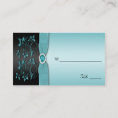 Blue and Black Floral Placecard (Front)