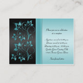 Blue and Black Floral Reception Enclosure Card (Back)