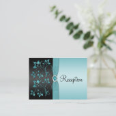 Blue and Black Floral Reception Enclosure Card (Standing Front)