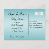 Blue and Black Floral Save the Date Postcard (Back)