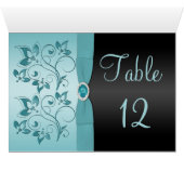 Blue and Black Floral Table Number Card (Inside Horizontal (Bottom))