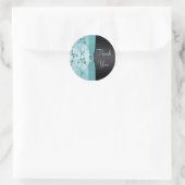 Blue and Black Floral Thank You Sticker (Bag)