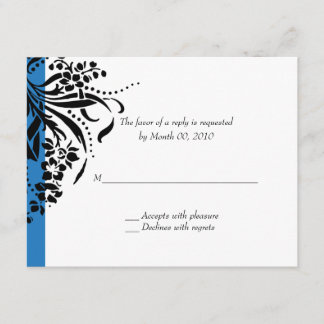 Blue and Black Flourish Wedding RSVP Cards