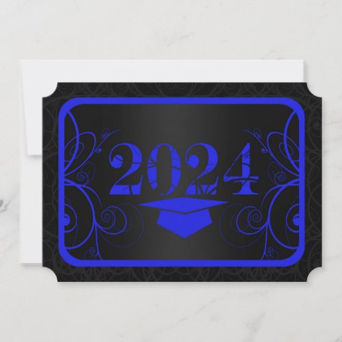 Blue and Black Frame Graduation Invitation