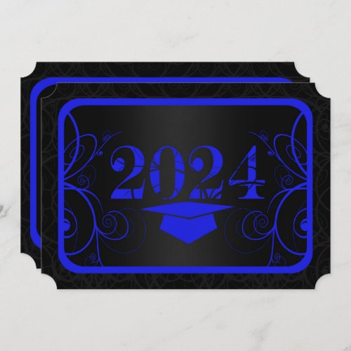 Blue and Black Frame Graduation Party Invitation