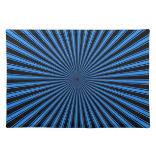 Blue and Black Funky Striped Abstract Art Cloth Placemat