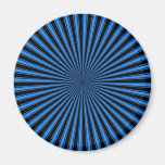 Blue and Black Funky Striped Abstract Art Magnet