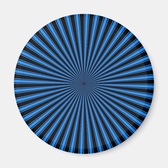Blue and Black Funky Striped Abstract Art Magnet (Front)