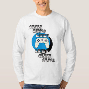 Blue and Black Gamer Video Controller T-Shirt