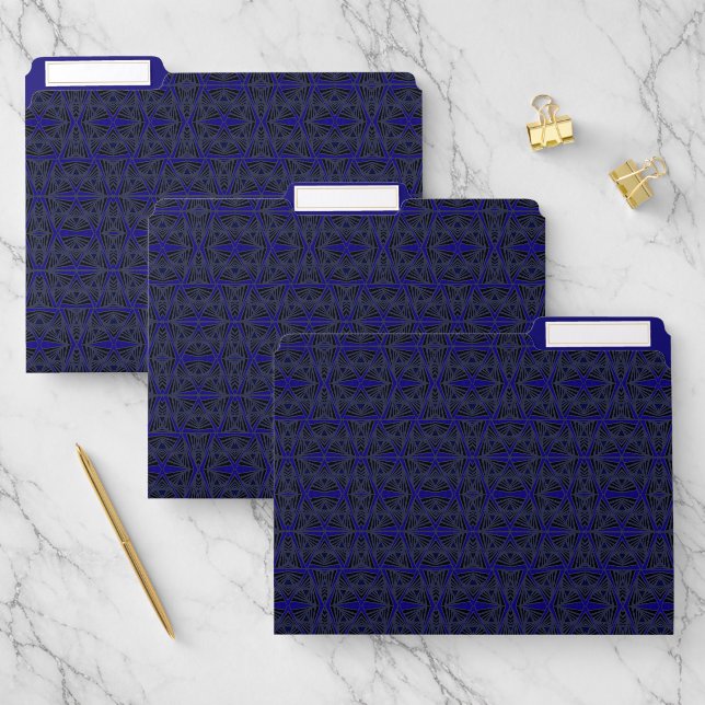 Blue and black geometric pattern. file folder (Set)