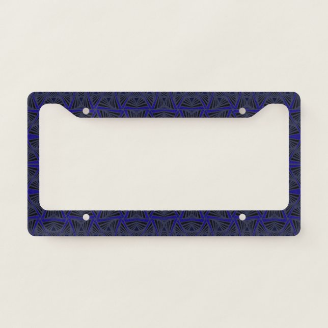 Blue and black geometric pattern. license plate frame (Front)