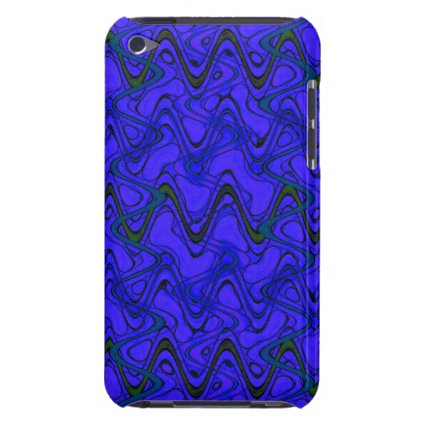 Blue and Black Geometric Wave Pattern Barely There iPod Case