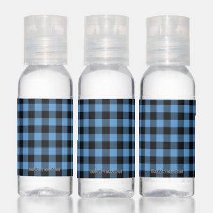 Blue and Black Gingham Pattern Hand Sanitizer