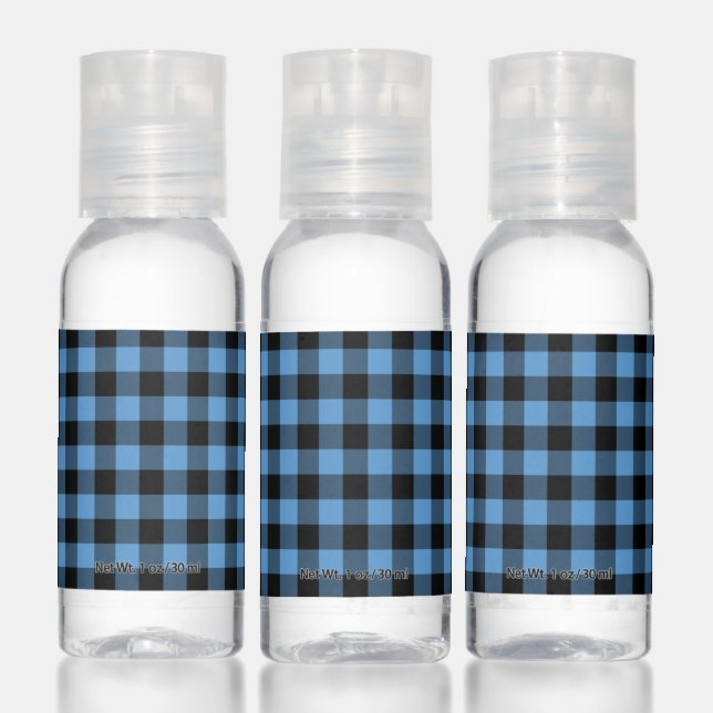 Blue and Black Gingham Pattern Hand Sanitizer (Set)