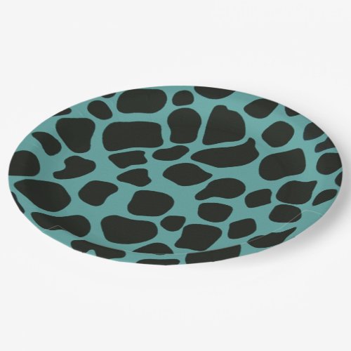 Blue and Black Giraffe Paper Plates