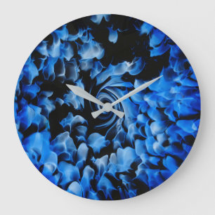 blue and black glass abstract large clock