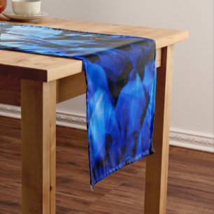 Blue And Black Glass Abstract Medium Table Runner
