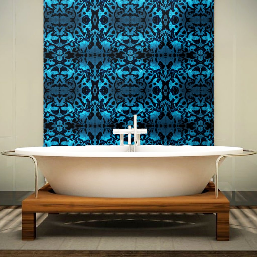 Blue and black glitter wavy pattern