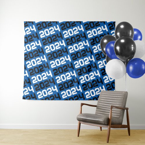 Blue and Black Graduation Backdrop