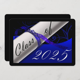 Blue and Black Graduation Party Invitation