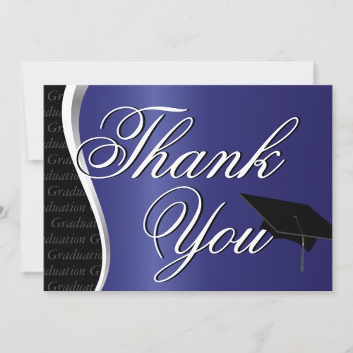 Blue and Black Graduation Thank You