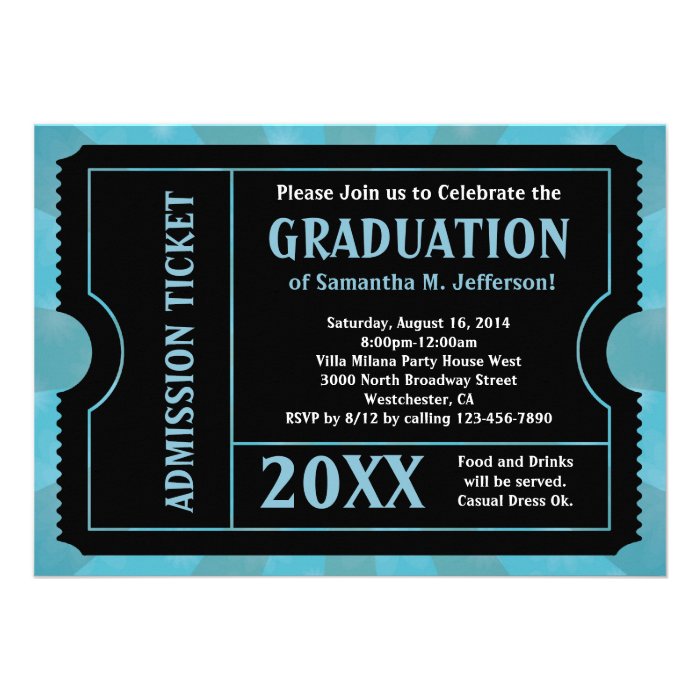 Blue and Black Graduation/Party Ticket Invitation