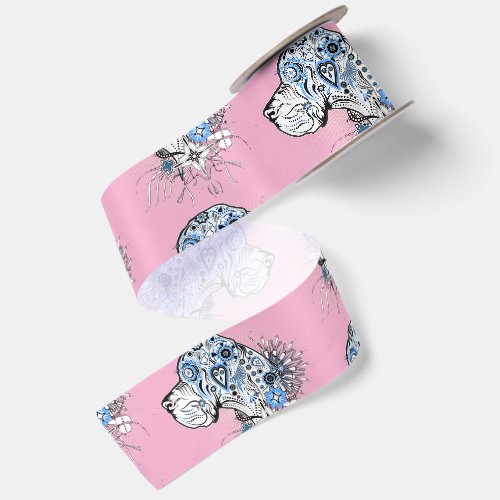 Blue and Black Great Danes Tissue Paper  Satin Ribbon