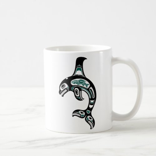 Blue and Black Haida Spirit Killer Whale Coffee Mug