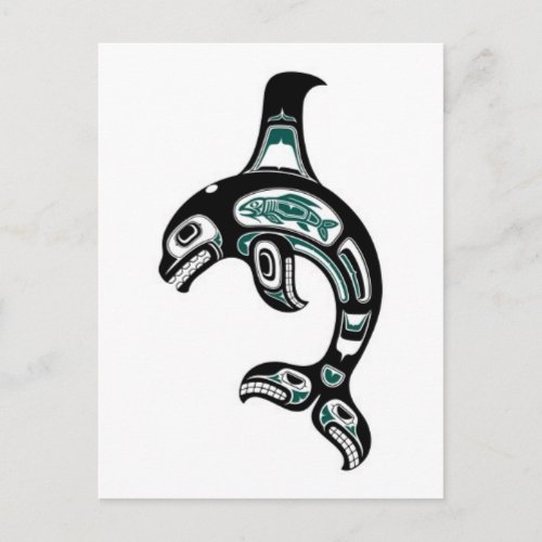 Blue and Black Haida Spirit Killer Whale Postcard