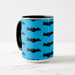 Blue and Black Halloween Bats Mug