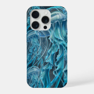 Blue and Black Jellyfish iPhone 15 Pro Case